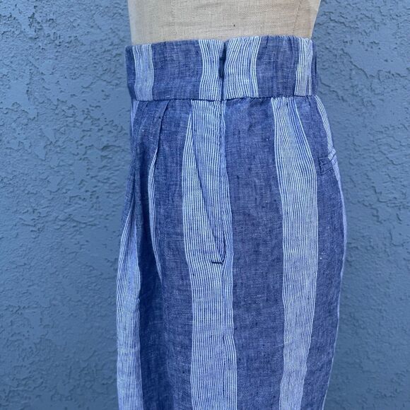 Gap Womens Linen Wide Leg Pants Size Small Striped Nautical culottes - Picture 10 of 14